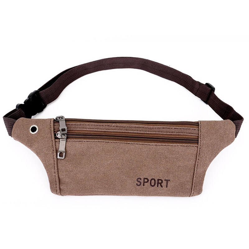 Canvas Fanny Pack Vrouwen Taille Tas Met Oortelefoon Gat Mannen Hip Bum Bag Reizen Purse Pocket Fit 6 "Telefoon voor Wandelen Hardlopen: Coffee