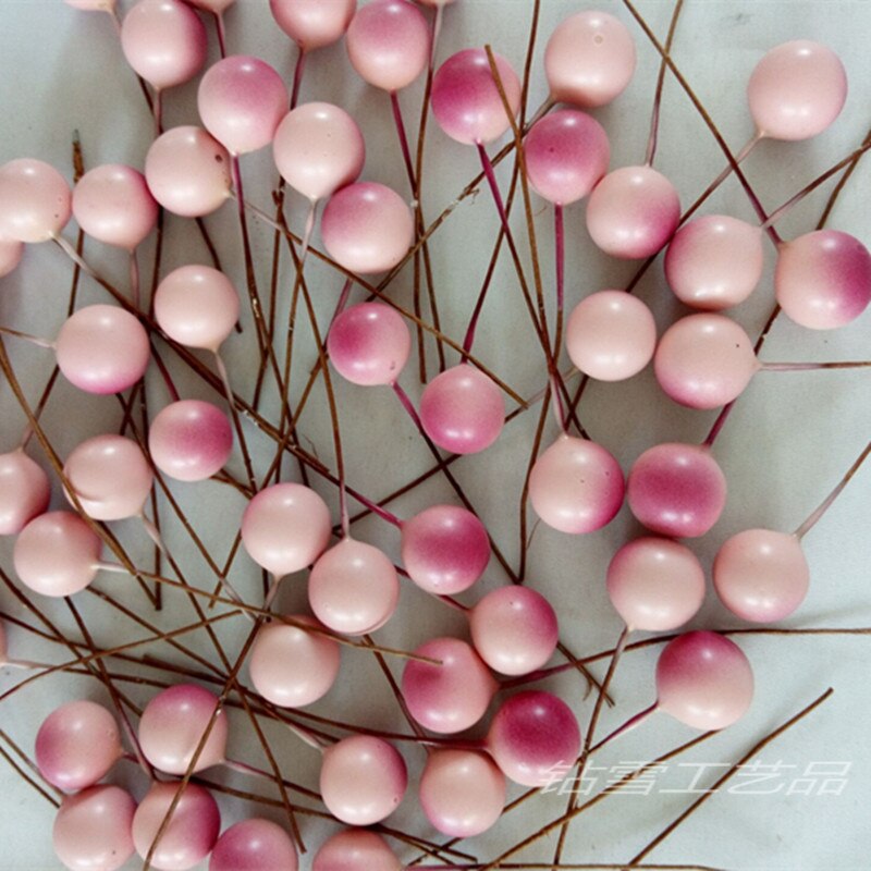 50 st 12mm röda körsbär konstgjorda blommor frukt ståndare körsbär bröllopsdekoration gör-det-själv julpynt box skum: Rosa 50 st