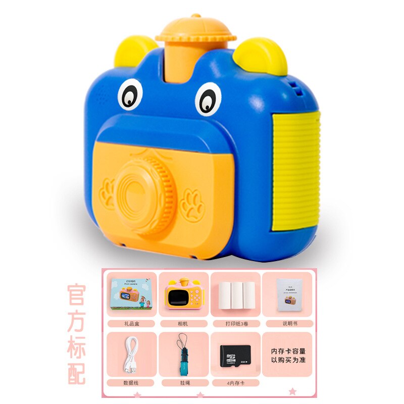 Barn intelligent digital high-definition kan fotoseanse utskrivbar baby bærbar kan doodle leketøy kamera: Standard konfigurasjon blå