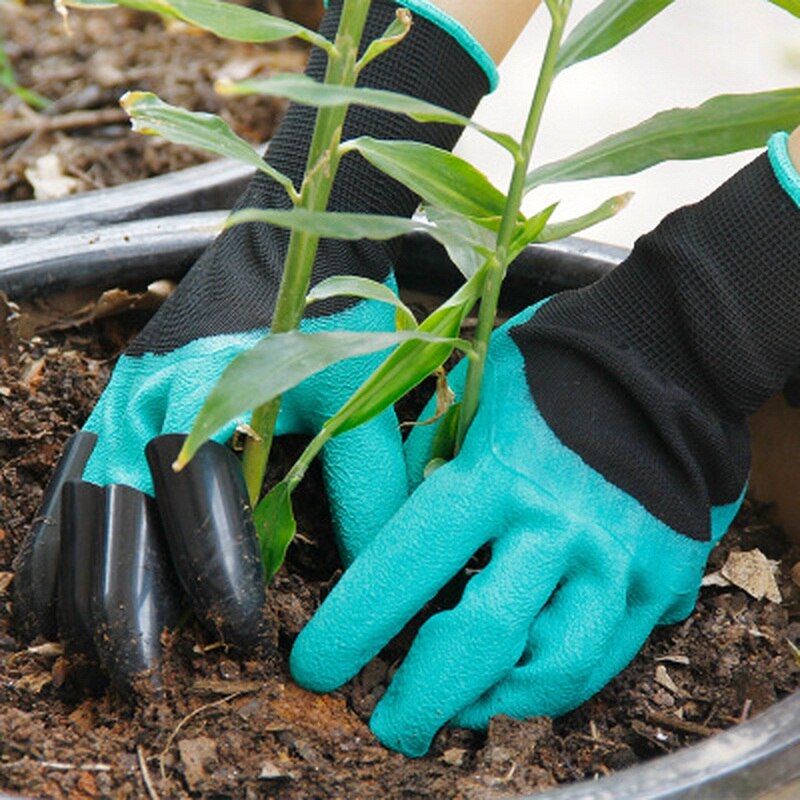 4/8 hånd klo abs plast havearbejde grave plantning holdbar vandtæt arbejdshandske have gummihandsker udendørs gadgets 2 stil