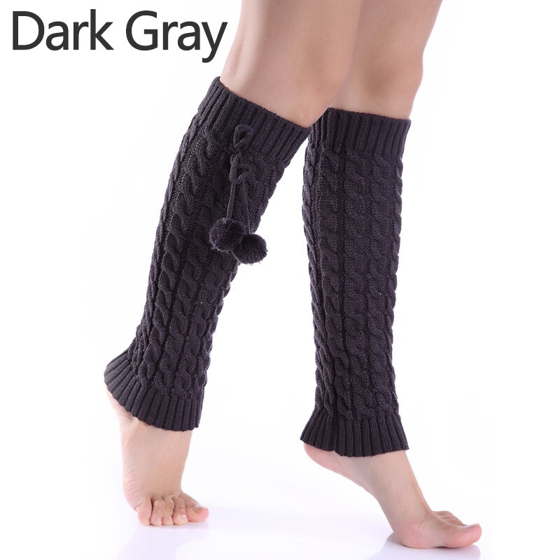Bein Wärmer Gamaschen Aufladungs-stulpen Oberschenkel Hohe Warm Knit Gestrickte Knie Socken mit Pelz Ball Weihnachten für Frauen mädchen: Dark Grau