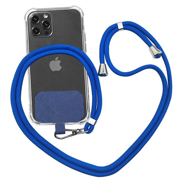 Universal crossbody nylon patch telefonsnöre telesladd telefon lanyard rem nylon mjukt rep mobiltelefon hängsnöre: Blå