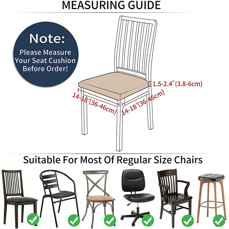 Verwijderbare Eetkamerstoel Seat Cover Jacquard Stretch Stoel Zitkussen Hoes Voor Eetkamer Keuken Stoelen