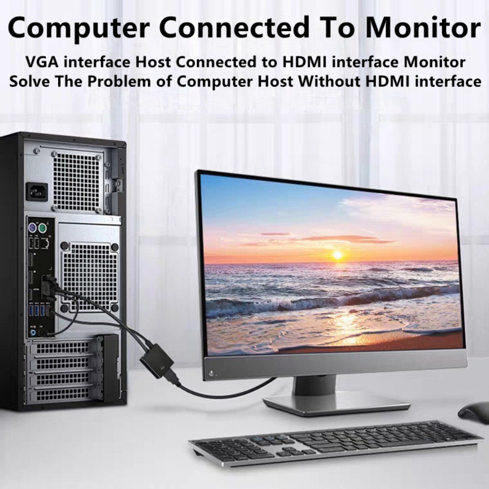VGA naar HDMI Converter Adapter 1080P VGA Male naar HDMI Female Adapter Kabel Met 3,5 mm Audio-uitgang voor PC Laptop HDTV Projector