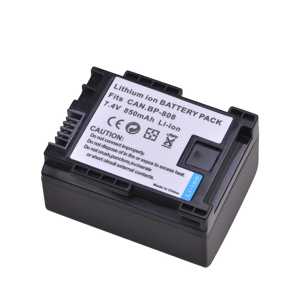 1Pc 850mAh Rechargeable Battery for Canon BP-808 BP808 FS200 FS21 FS22 FS100 FS10 FS11 HF200 HF20 HFS100 HFS10 Camera Batteries