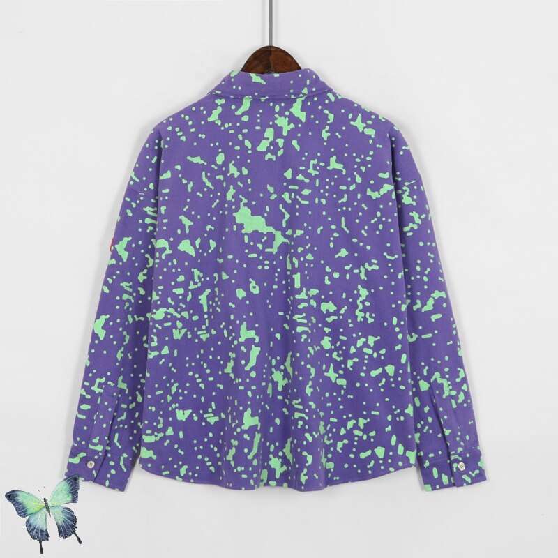 CAV EMPT fioletowa koszula flanelowa Cavempt wysokiej jakości luźny polarny koszula mężczyzna kobiet moda koszule na co dzień