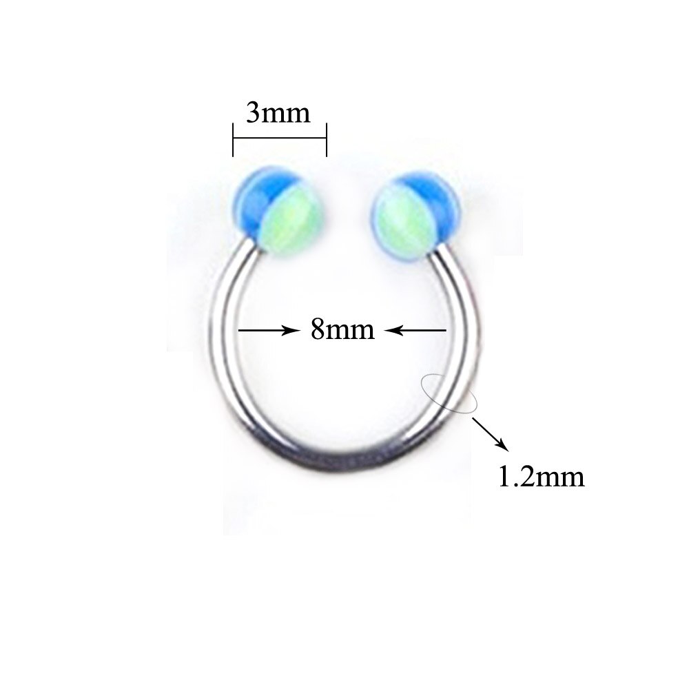 Nose piercing Septum Women Accessories 2pcs/set Steel Spike&Ball Horseshoe Piercing Circular Barbell Nose Hoop Ring Body Jewelry: Ball / 10pcs
