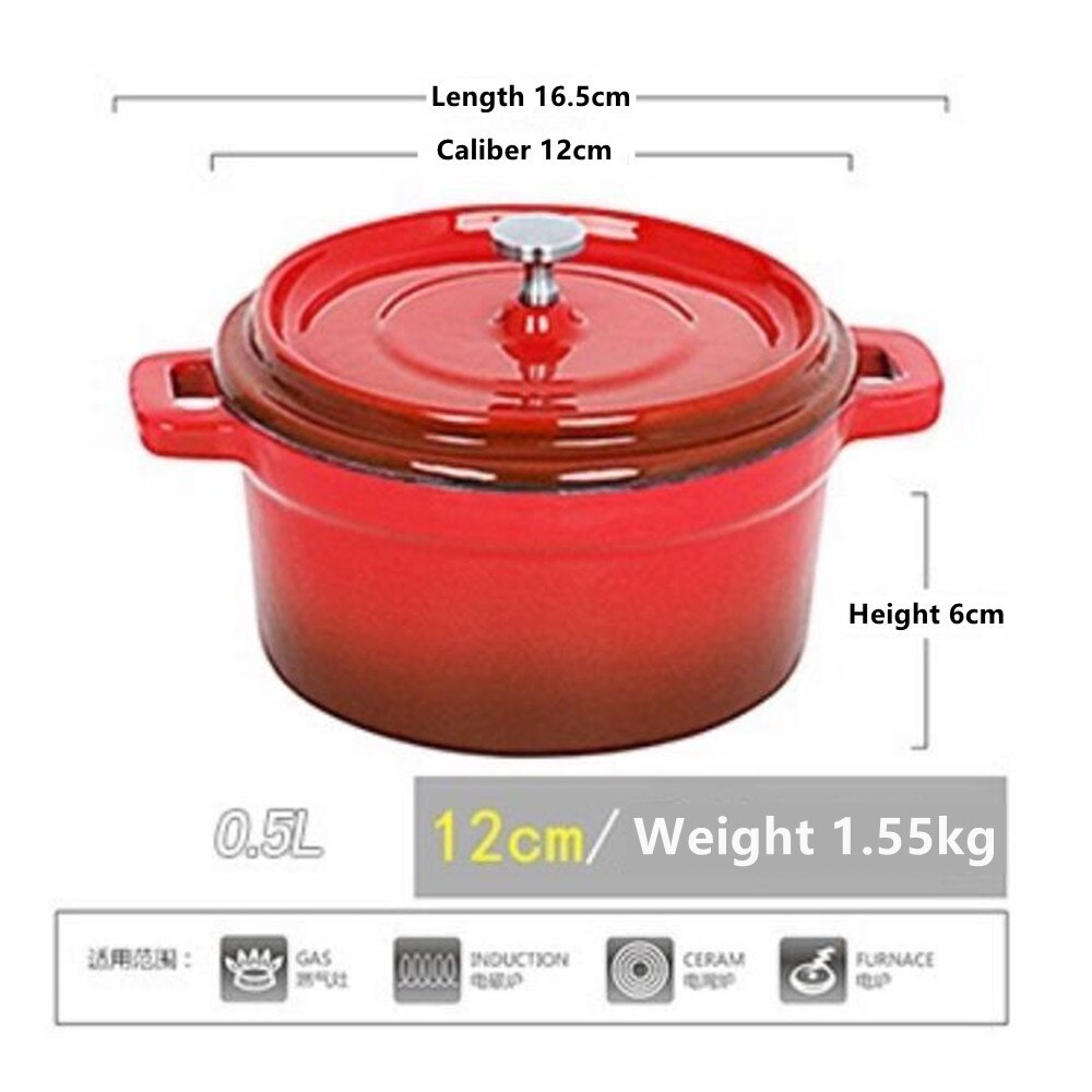 Mini Dutch Ovens Enameled Cast Iron Covered Casserole Anti - Scalding Pot Kitchen Cooking Pot Cookware