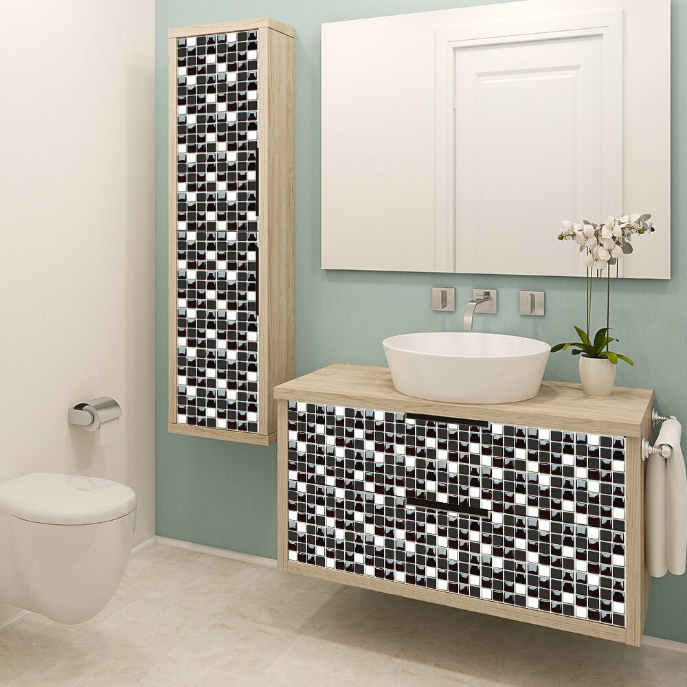 Pegatinas de pared de azulejos de mosaico de mármol, cubiertas planas impresas en 2D para cocina, baño, pelar y pegar, Mural de arte impermeable, 10 piezas