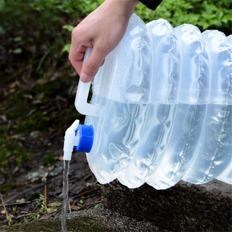 Bolsa de agua plegable telescópica para exteriores de 5L, cubo, grifo para coche EP, bebida cámping, termo, hervidor, bolsa de transporte a pie