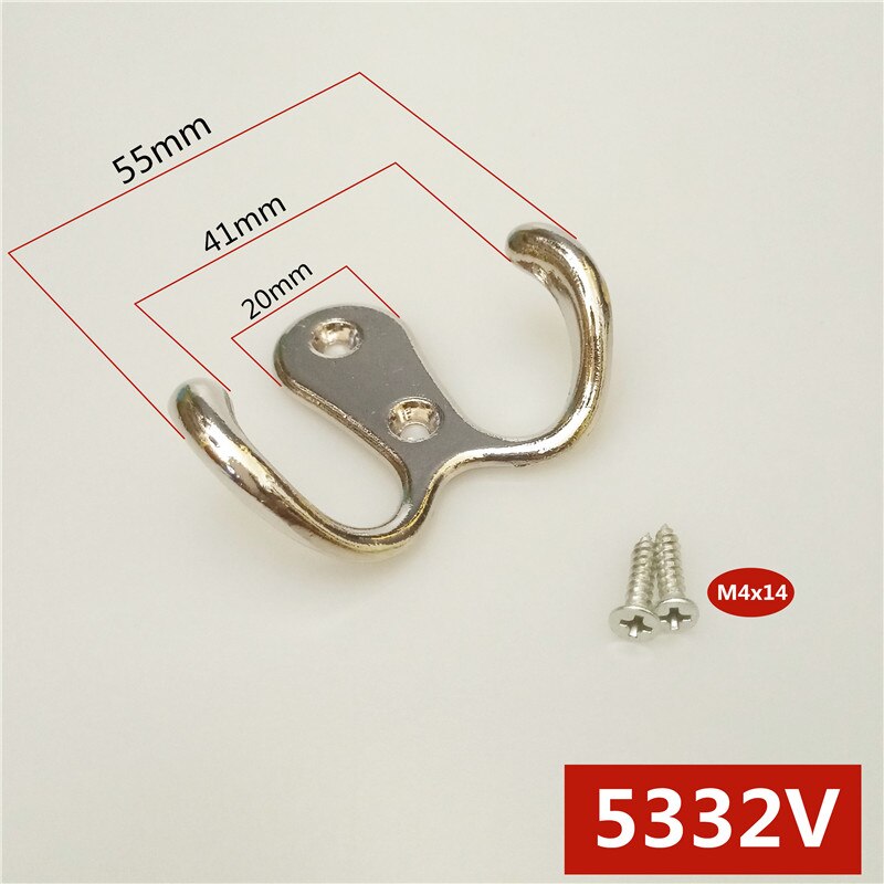 Colgadores individuales montados en la pared Estilo Vintage de bronce, 53mm, con forma de gancho, organizador de almacenamiento, gancho de montaje en la pared, 5 unidades/lote: 5332V