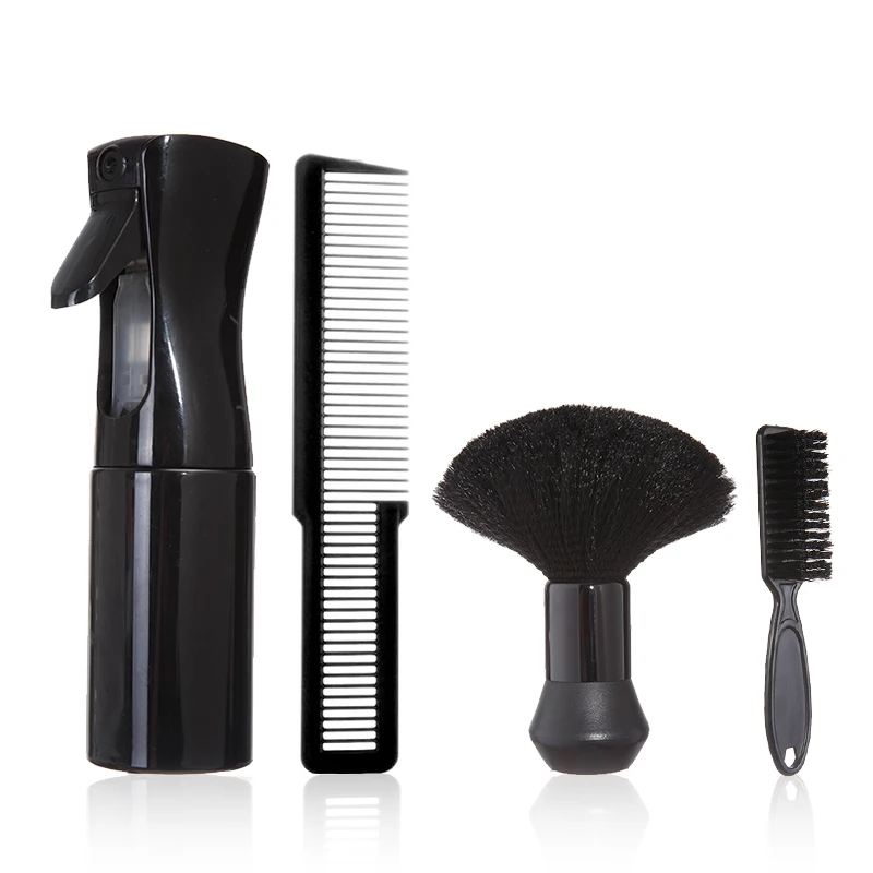 Herramientas profesionales de barbería, botella pulverizadora, peine, cerdas de nailon, cepillo para Barba, cepillo de Limpieza del cabello, accesorios de estilismo de salón, 4 Uds.: Verde
