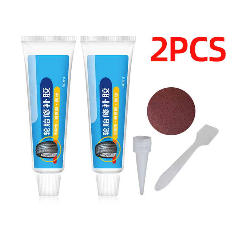2 Stück Reifen reparatur schwarzer Kleber flüssiger starker Gummi verschleiß festes, nicht korrosives, selbst klebendes Instant-Bond-Leder: WHITE