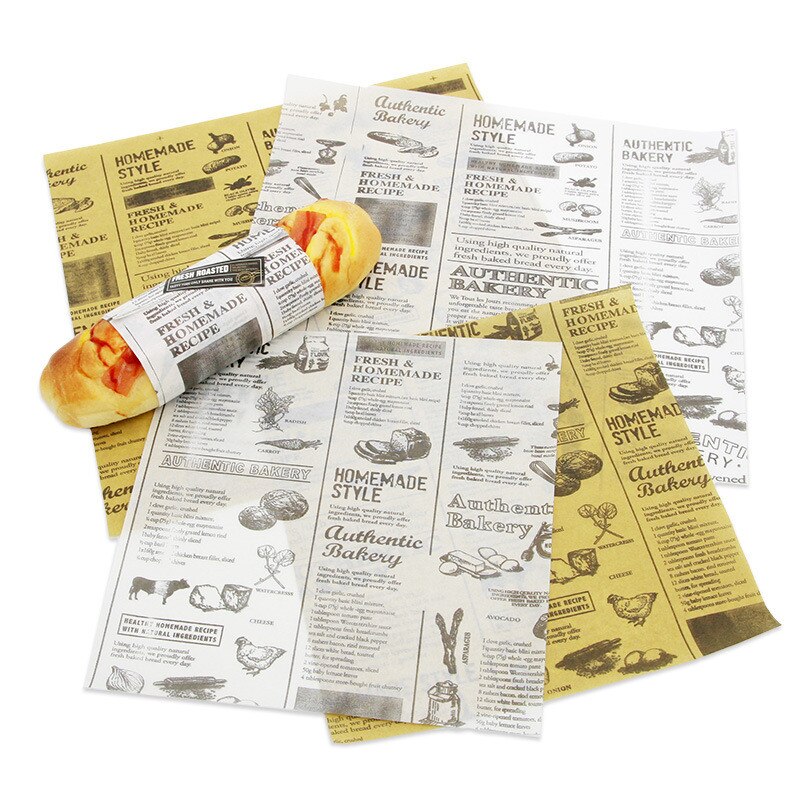 25 stk firkantet mad voks papir mad indpakningspapir til sandwich brød burger fritter oliepapir emballage papir bage voks papir