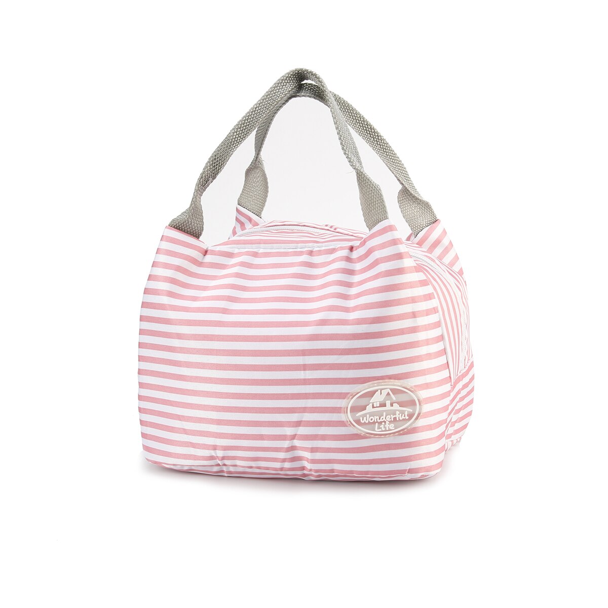 Pique-nique thermique refroidisseur isolé Portable boîte à Lunch sac voyage transporter grande capacité de stockage W sac à main décontracté: Pink stripes