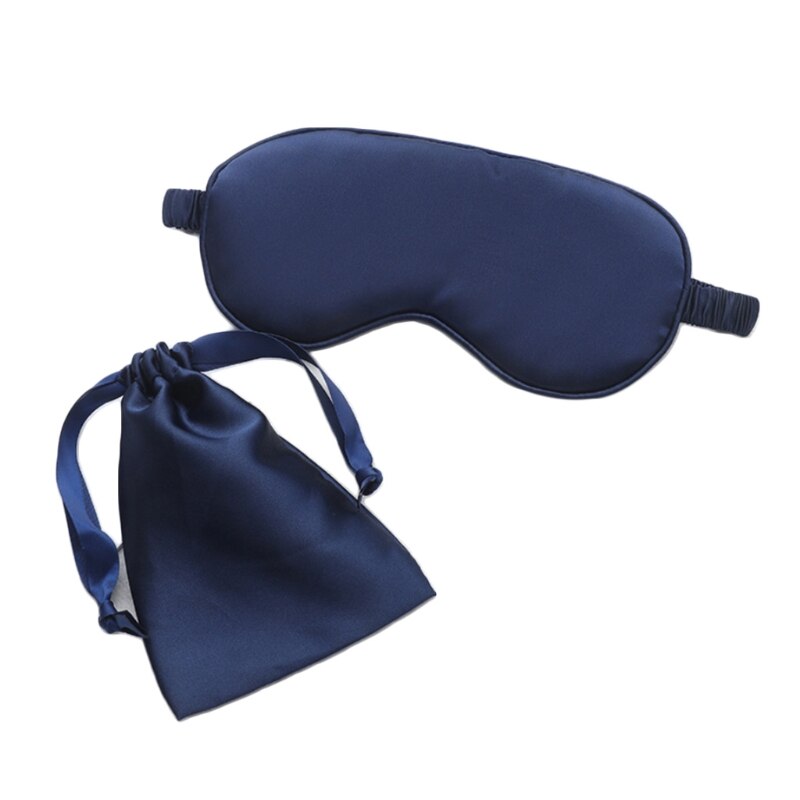 Masque pour les yeux en Imitation soie pour femmes, bandeau de sommeil de couleur unie avec sac K1KB: NB