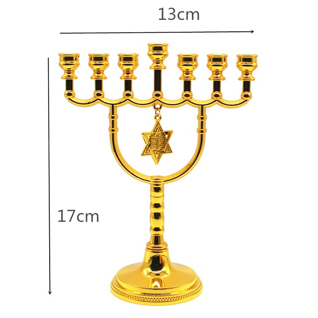 Menorah Hanukkah Candle Holder Jerusalem Home Decor 12 Tribes Jewish Candelabra Judaica 7 Branch Metal Candlestick: ROYAL BLUE