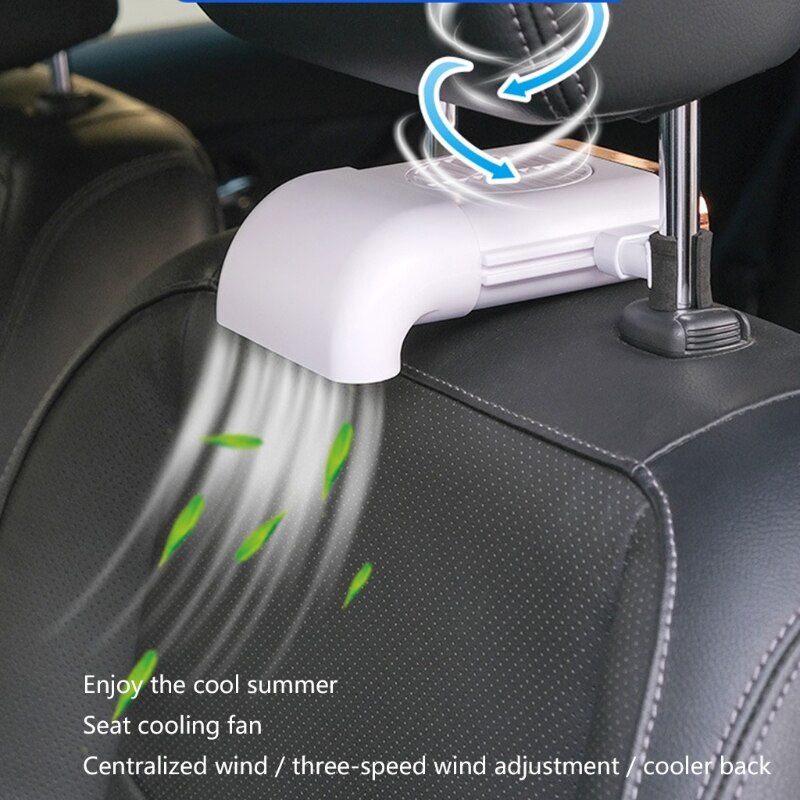 Car Back Seat Mini USB Fan Foldable Silent Fan Three Grade Wind Speed Adjustable Car Cooler Air Cooling Fan