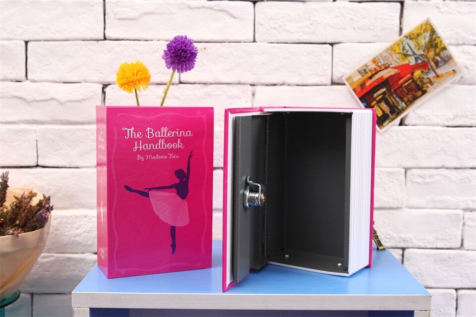 Caja fuerte de seguridad oculta para el hogar y la Oficina, caja fuerte de acero con cerradura de llave, libro de simulación, cajas de viaje, tamaño S, 4 colores, 118x115x55mm: Pink