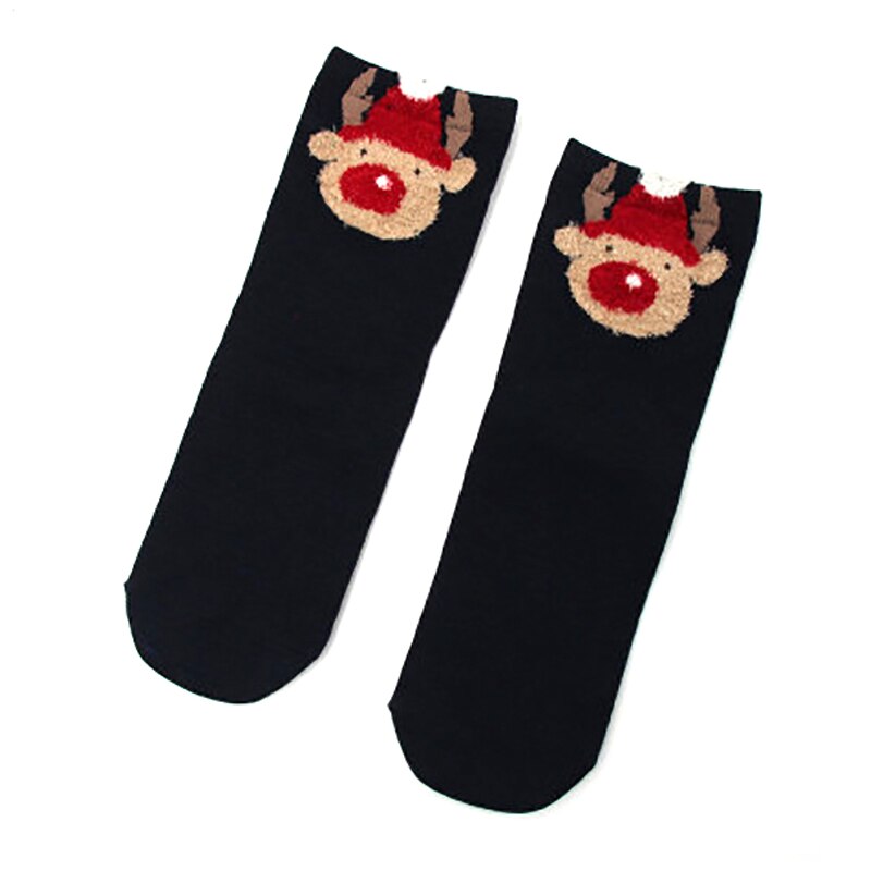 Preciosos calcetines de Navidad para mujer y niña, calcetines divertidos con dibujos de animales: black
