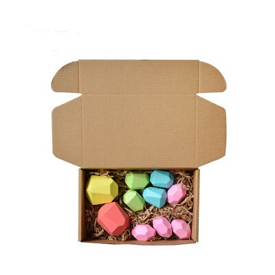 10 stücke Farbige Kiefer/Buche Stein Jenga Baustein Pädagogisches Spielzeug Baby Stacking Spiel Balancing Stein Jenga Holz Spielzeug für Kinder: Dunkelgrau