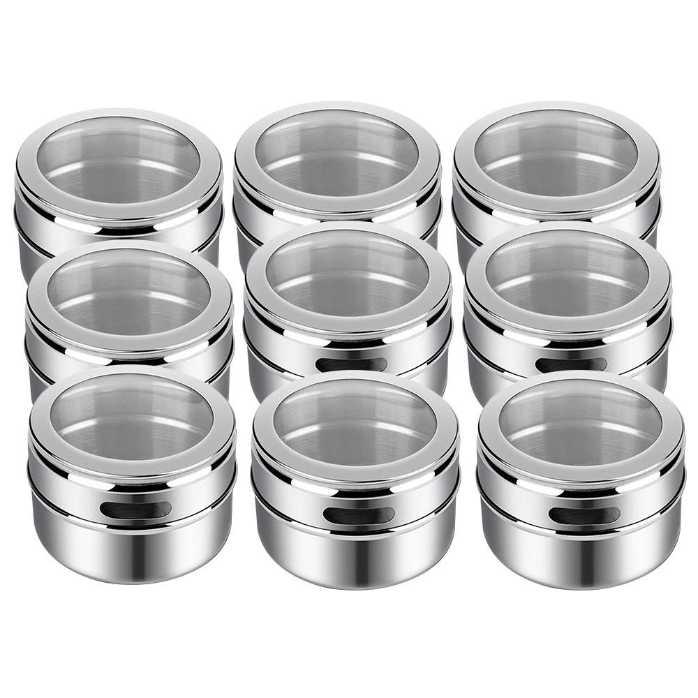 9 Uds cocina especias tarro contenedor de alimentos utensilios de cocina de pared de aceite montado en la botella para condimento caja a prueba de fugas magnético práctico