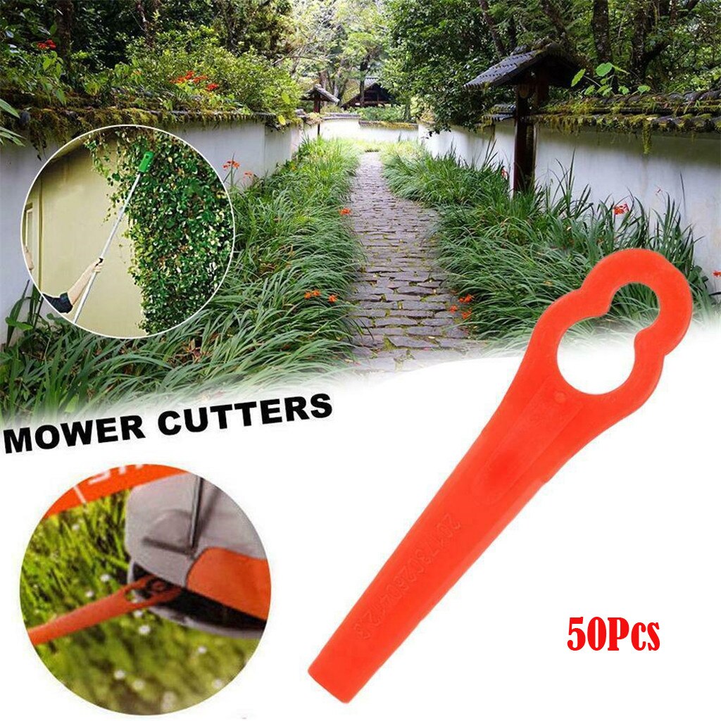 25/50/100Pcs Plastic Grasmaaier Tuin Maaier Gras Cutter Plastic Snijden Blade Tuin Gazon Trimmer Accessoires: 50pcs