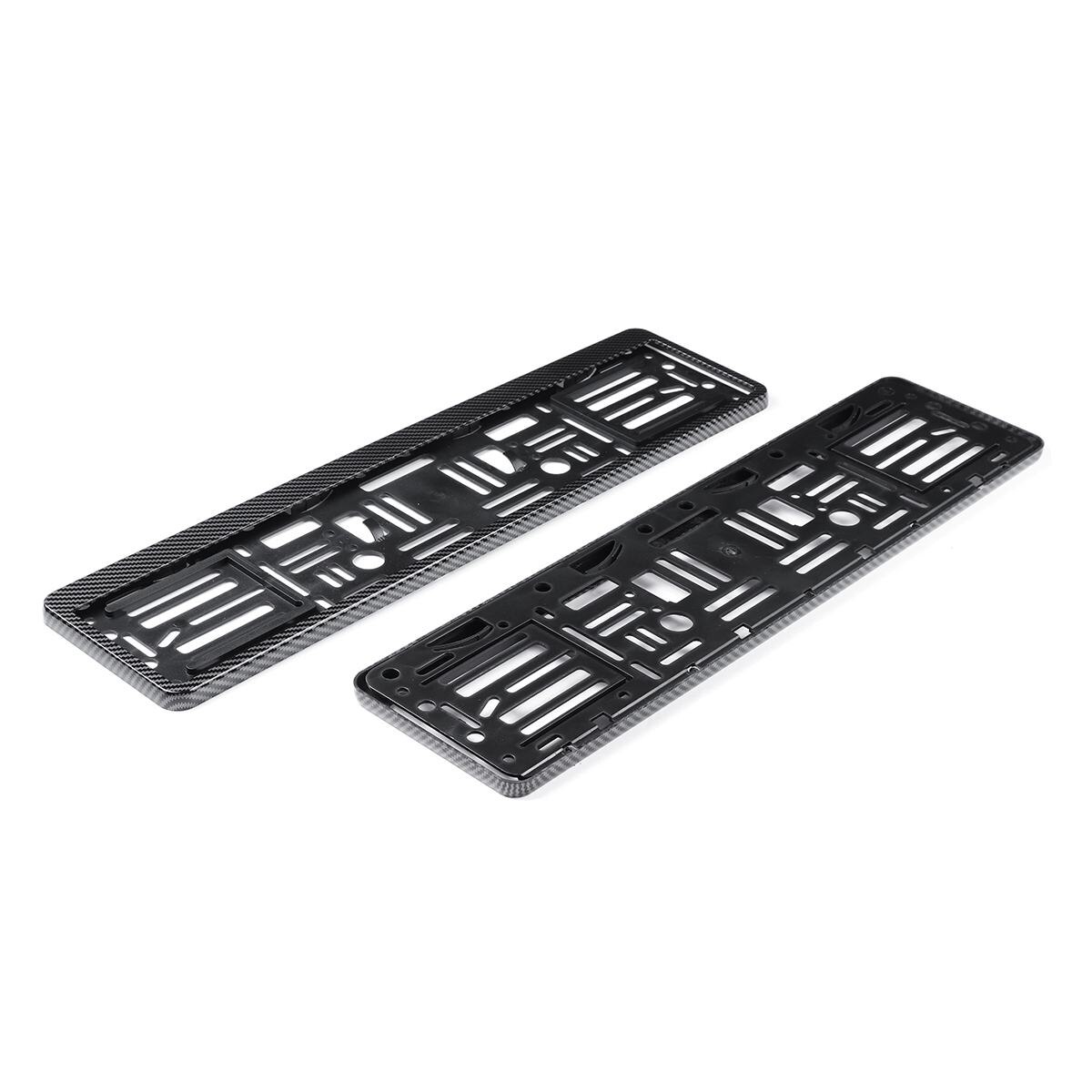 ABS Car Licence Holder Frame 2PCS Carbon Fiber Color Hydrographic Euro Car Licence Number Plate Surround Holder Frame