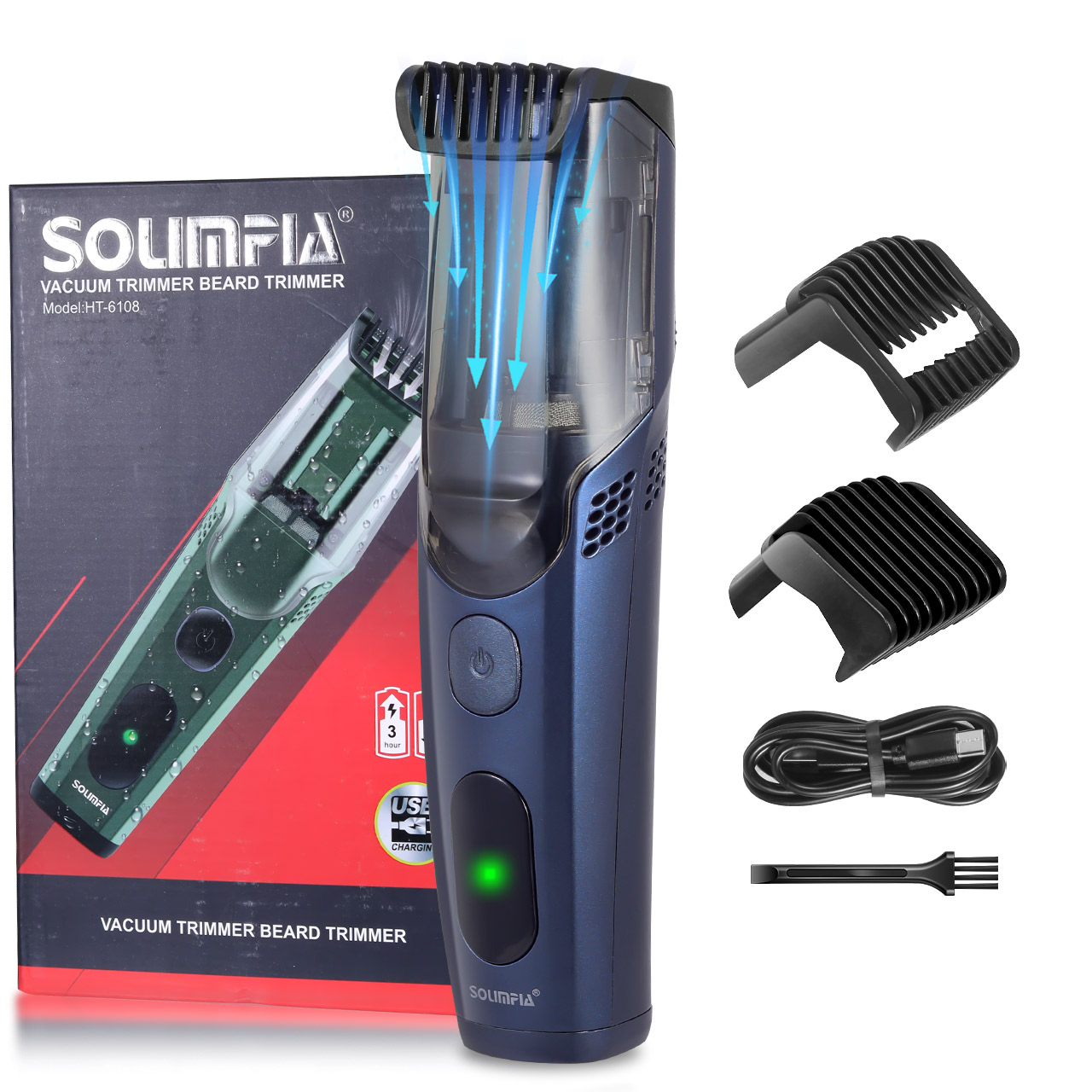 Automatic Hair Trimmer Electric Hair Cutter Wet/Dry Dual Use Home Baby Hair Clipper Men's Beard Trimmer: Silver