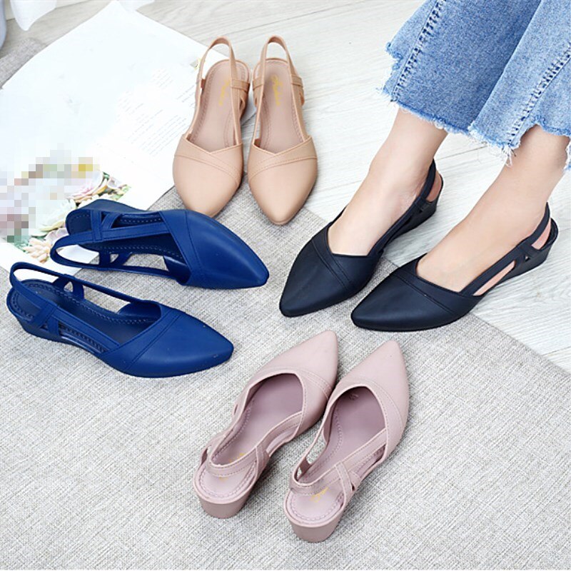 Eoeodoit jelly pumps sandaler sommer med kiler hæl vandsko kvinder sommer slip on spidse tå mid hæl sandaler pumps sko