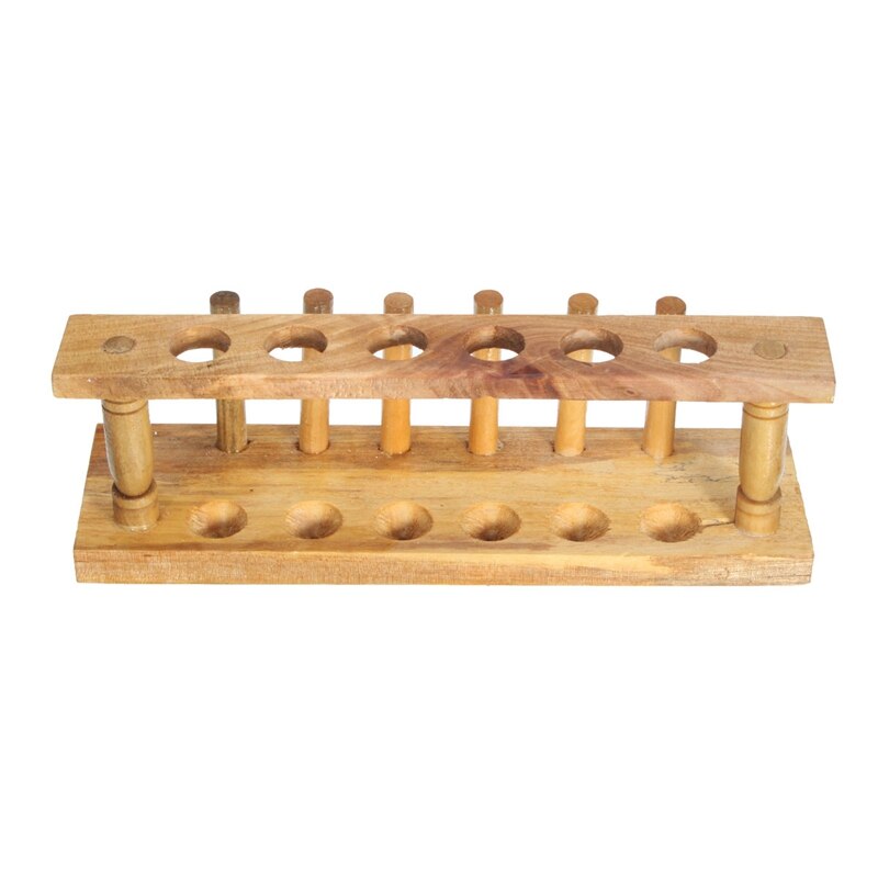 Laboratory Test Tube Rack Wood Test Tube Stand Shelf Bracket Holder 6 Holes Positions For School Lab Equipment