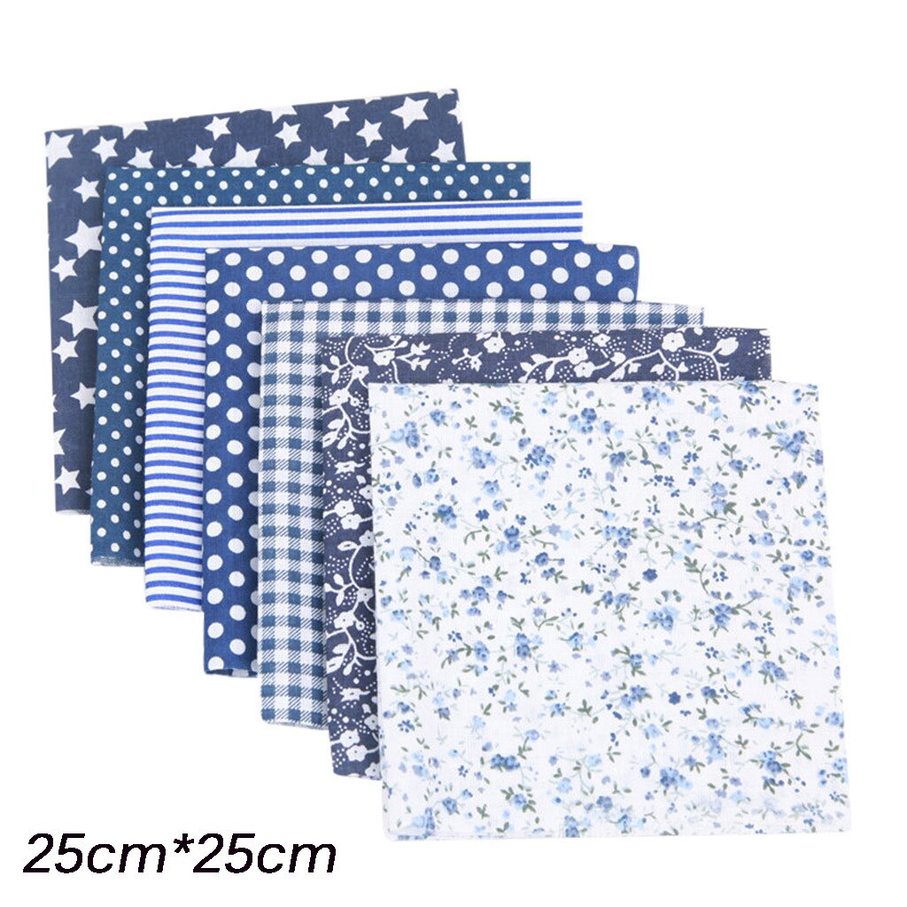 Lot de tissu artisanal en coton 7 pièces | Patchwork carrés Quilting couture, bricolage, motif Floral imprimé Patchwork, tissu en coton: Navy 