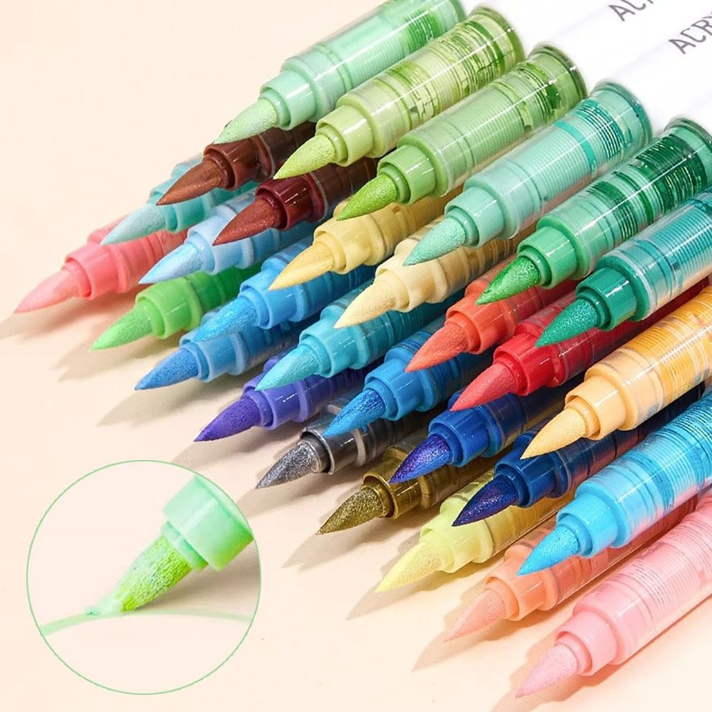 9-Colors Acrylic Marker Pen Stackable Color Straight Liquid Colour Pen Quick Drying Smooth Writing Art Watercolor Pen Graffiti