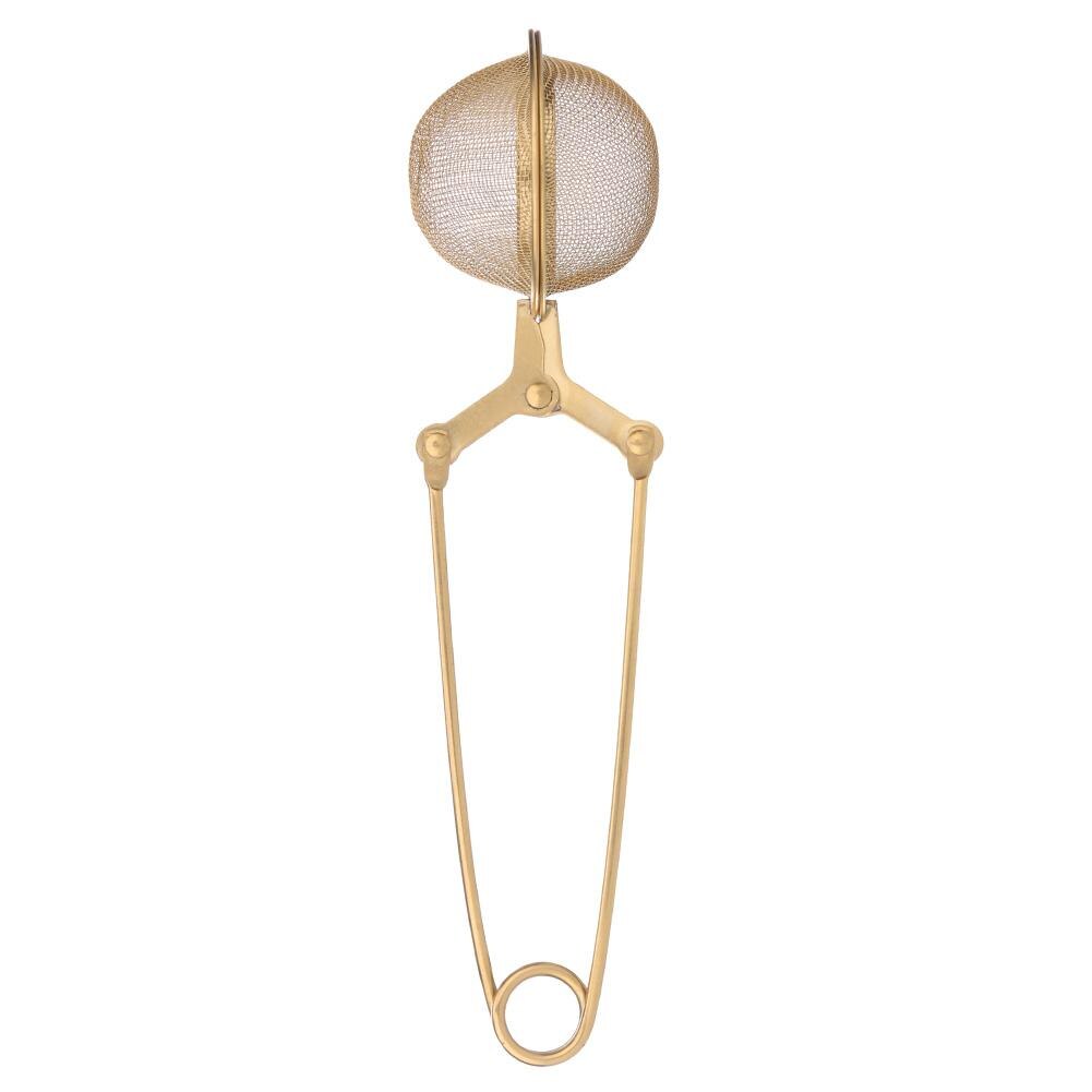 Gull rustfritt stål te infuser sfære mesh te sil urte krydder filter infusjonsmaskin fritid 150 x 50 x 50mm