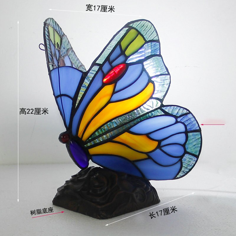 Artpad Stained Glass Tiffany Vlinder Lampen Met Us/Eu Plug In E27 Slaapkamer Bed Led Vlinder Licht Voor Tafel night Armaturen: B Type Butterfly / EU Plug