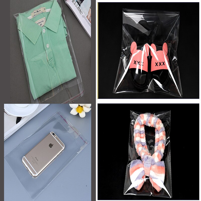 100pcs/lot Transparent Self Sealing Plastic Bags Packaging Self Adhesive Resealable Cellophane Poly OPP Bag Plastic Baggie