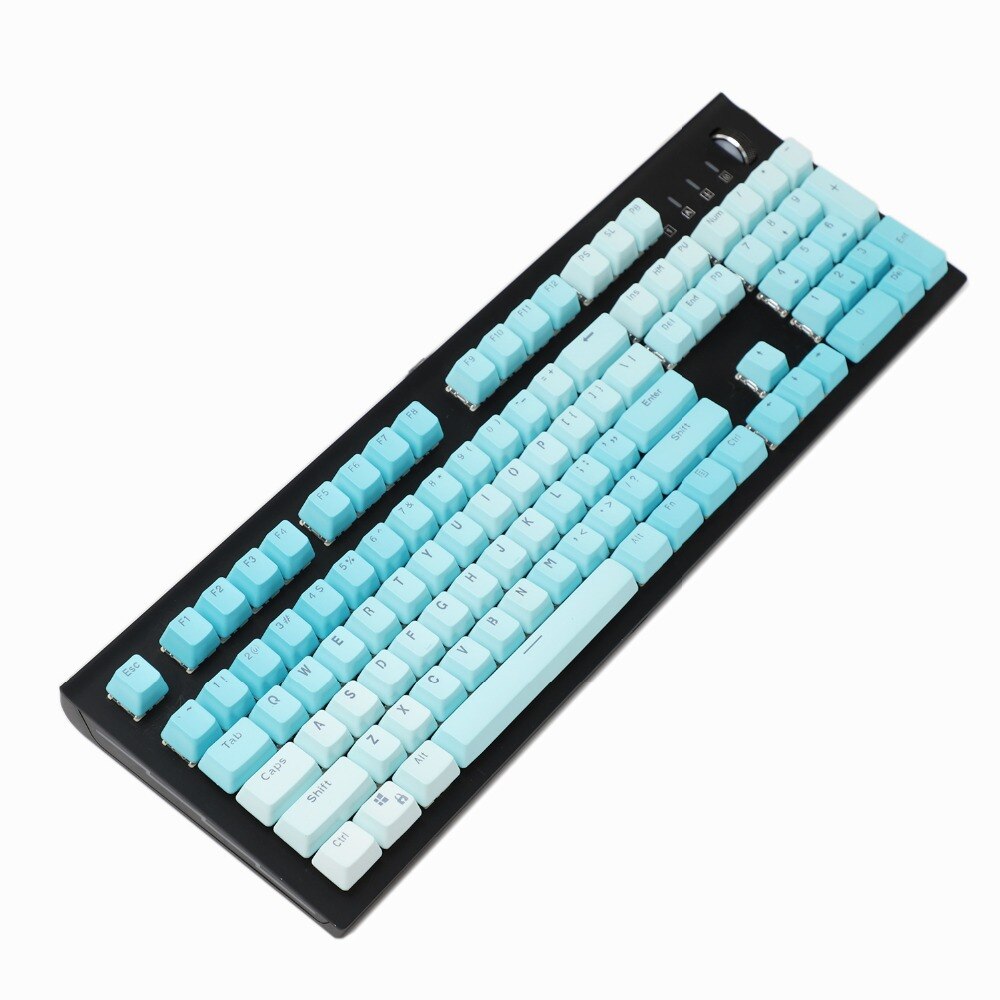 104 pbt keycap tofarvet gennemskinneligt keycap sæt med puller kompatibel med cherry mx mekanisk tastatur: Blå gradient
