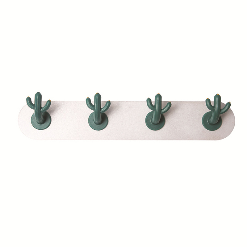 Ganchos decorativos con forma de Cactus, gancho de pared autoadhesivo para puerta trasera, llavero, perchero para abrigos, sombreros, toallas, ropa, perchero para baño de cocina: One Row 4pcs
