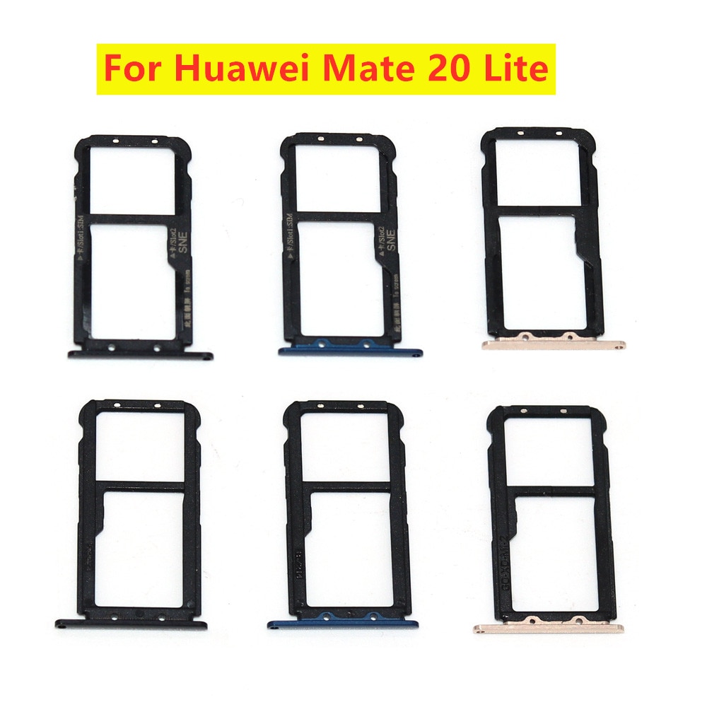 Support de carte Micro Sim, noir, bleu, or, avec plateau, adaptateurs de remplacement, pour Huawei Mate 20 Lite,