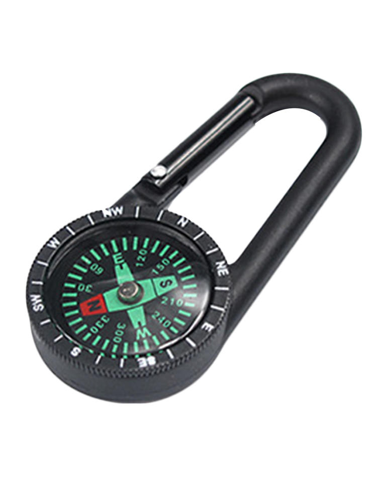 Outdoor Mini Compass + Thermometer + Snap Hook 3-in-1 Multifunctional Hiking Metal Carabiner Camping Hiking Survival Tool