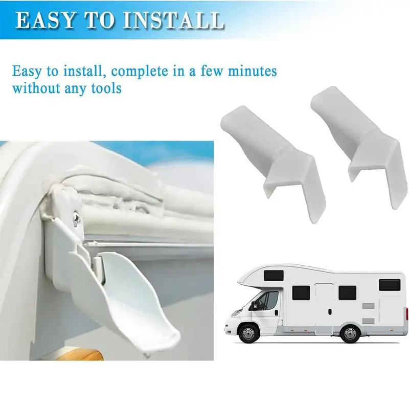 RV Gutter Spouts Mini Gutters For Gazebo RV Roof Drip Edge 2 Left And 2 Right Side White Gutter Extender Guides Rainwater Away