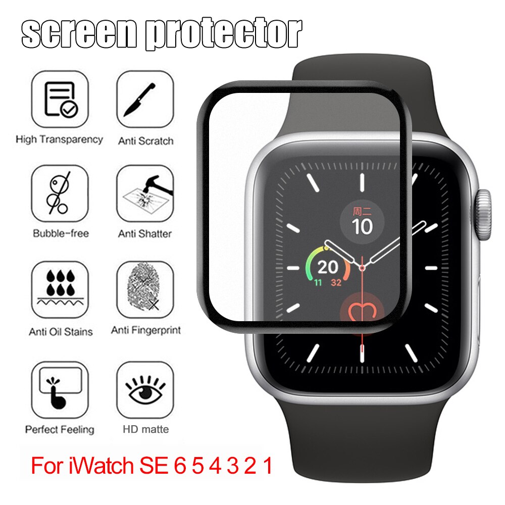 Full Coverage Screen Protector For Apple Watch 6 5 4 3 2 38mm 42mm Protective Film iWatch Soft Glass For Apple Watch Accessories