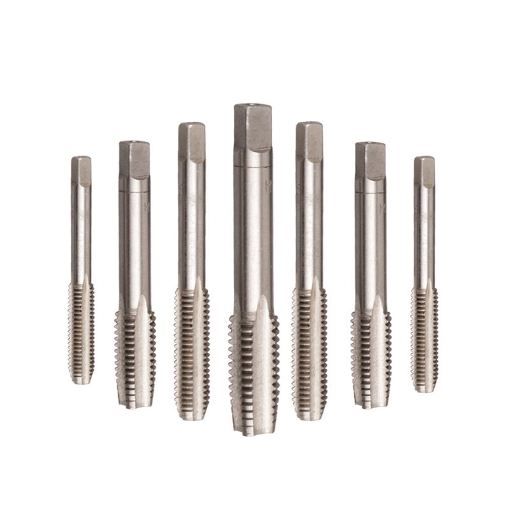 8pcs/set Metric Metal HSS Tap Die Set M3 M4 M5 M6 M8 M10 M12 Screw Thread Plugs Taps with Wrench Broaching Hand Tools Set