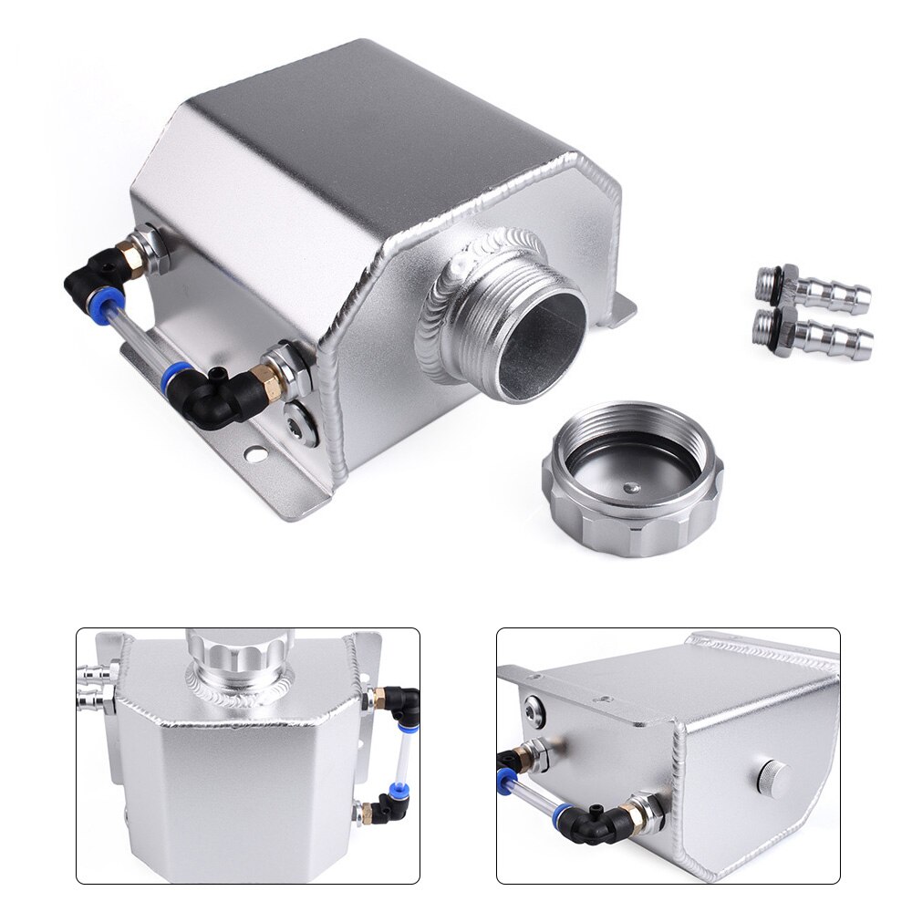 Universal 1L Aluminum Oil Catch Can Reservoir Tank With Drain Plug Breather Oil Tank Fuel Tank WLR-TK57 Car Accessories