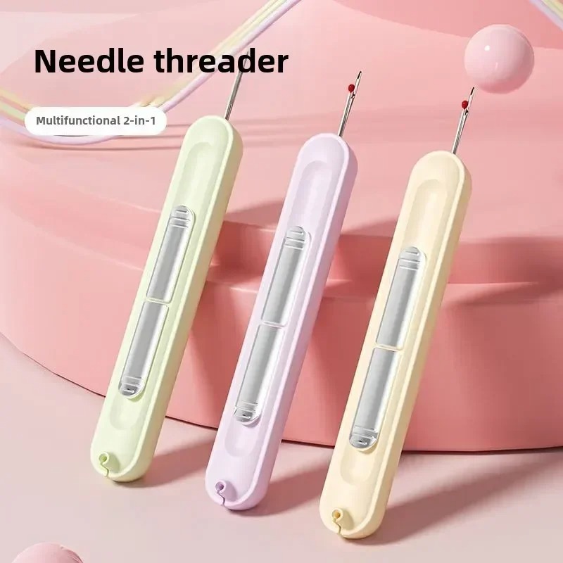 2 in 1 Needle Threader with Seam Ripper Tool for Sewing Crafting Cross Stitch Handmade Embroidery and Quilting Accessories