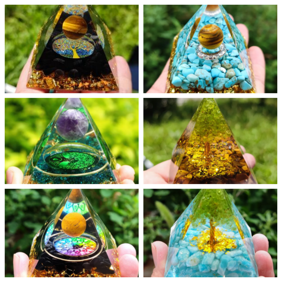 Natural tigre olho pirâmide orgonita cura cristais gerador de energia reiki chakra multiplicador orgone ametista meditação pedra