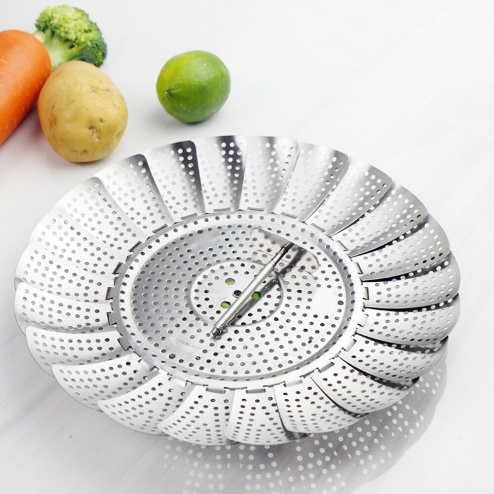 Foldable Steamer Stainless Steel Food Steamer Basket Mesh Fruit Desserts Plate Vegetable Cooker Steamer Kitchen Supplies