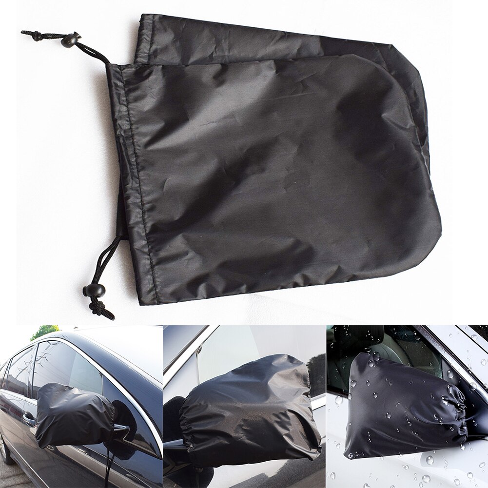 Cubierta de espejo negro a prueba de fugas, juego de cubiertas de nieve, suministros de coche, funda protectora para espejos retrovisores, 2 uds.