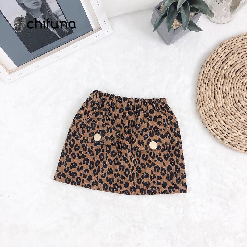 Chifuna sommer leopard mønster knap nederdele til piger 1-5 år gamle børne nederdel børne nederdel til piger børne nederdele