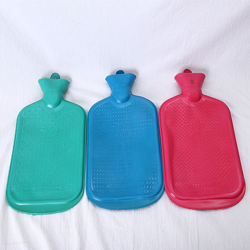 Water Bottle Bag Solid Color Thick PVC Silicone Rubber Water Bottle Irrigation Hand Warmers Warm Palace Warm Bag: Green M